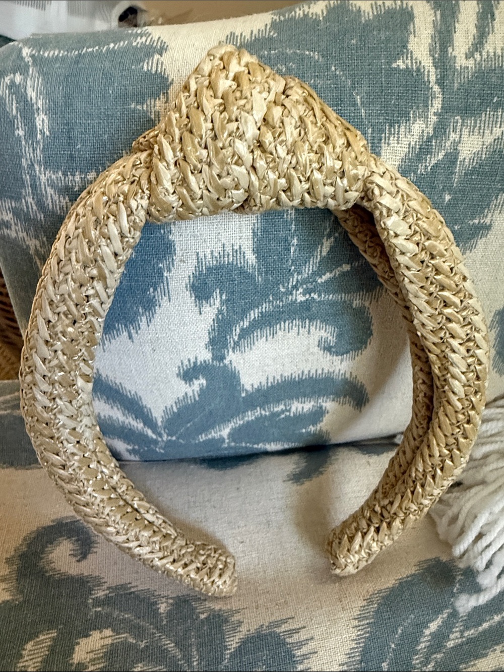 J. Crew Woven Straw Knot Headband - Natural Beige